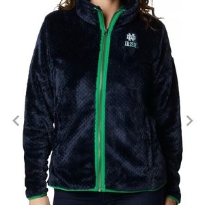 NWT Columbia Women's Notre Dame Navy Fire Side Sherpa Full-Zip Jacket, Size M 🍀